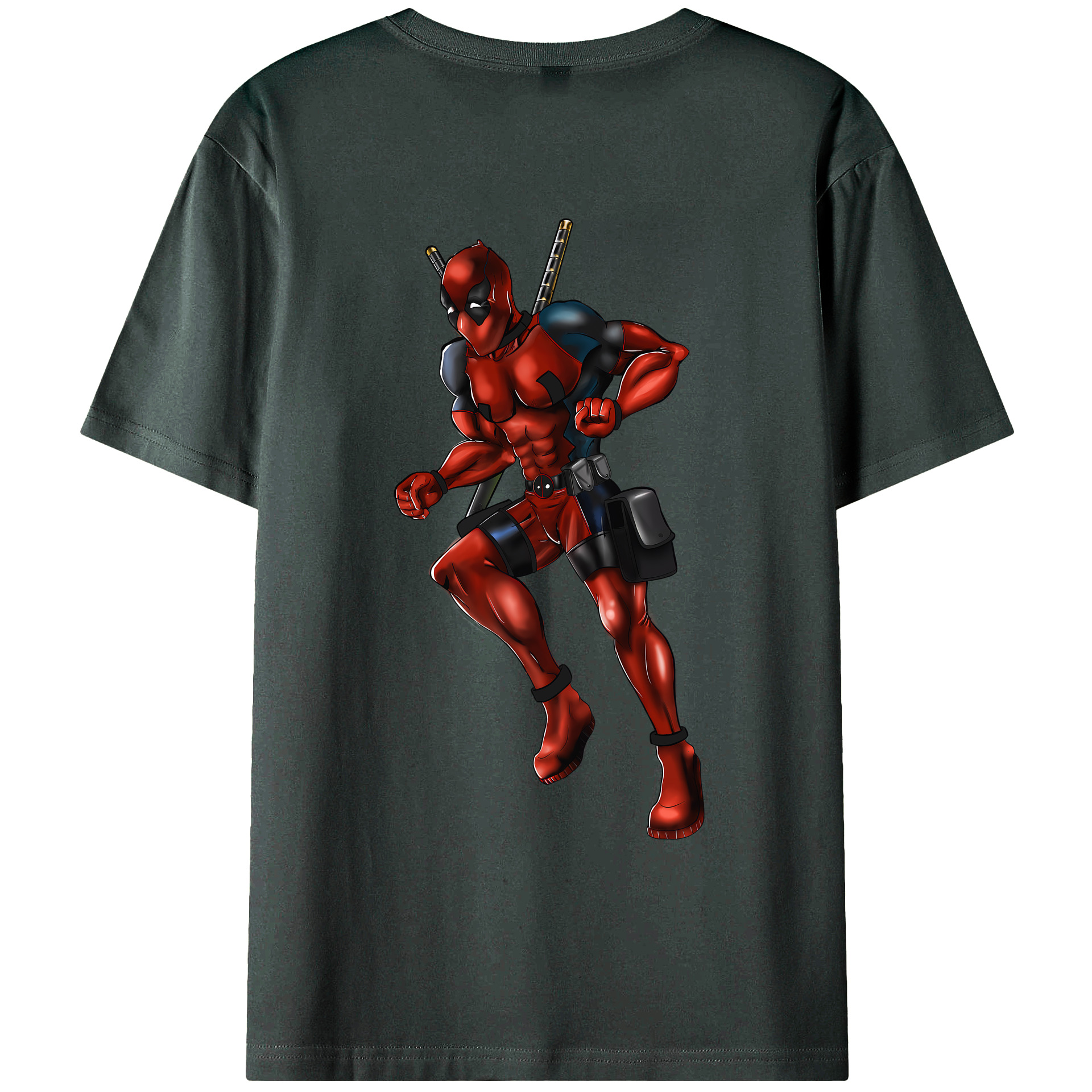 （画像用） Deadpool デッドプール 綿100％ メンズ半袖Tシャツ（バックプリント） 通気性
